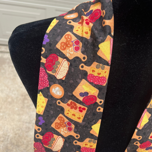 Charcuterie on Black Kitchen Scarf