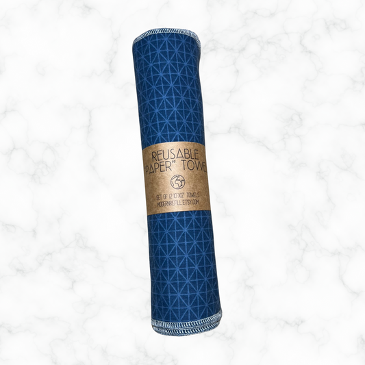 Reusable Paper Towels - Blue Geo Design