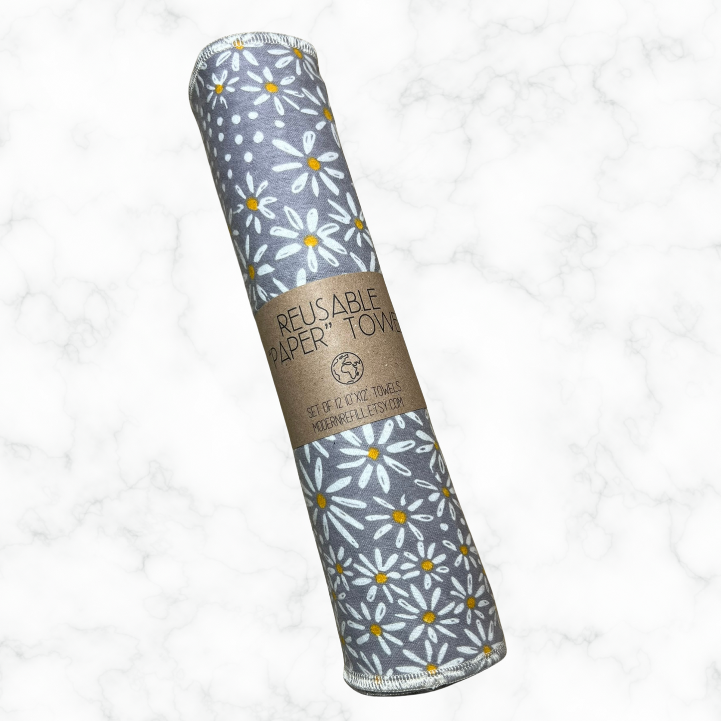 Reusable Paper Towels - Gray Daisies