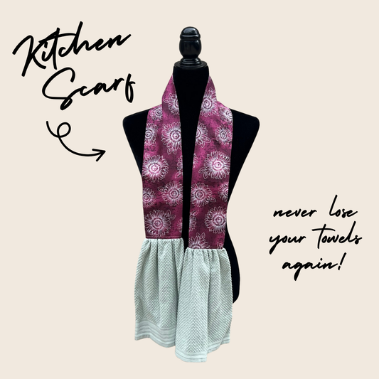 Purple Sunflowers Kitchen Scarf